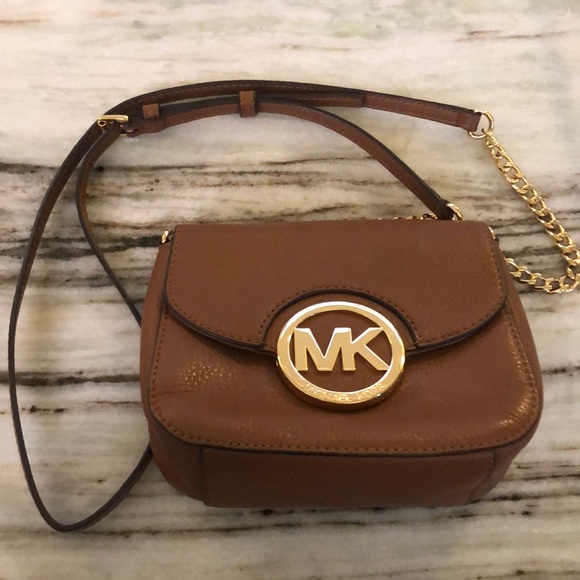 MICHAEL Michael Kors Handbags - SOLD Michael Kors Brown and Gold Leather Crossbody